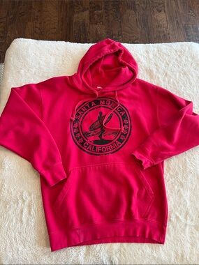 California Santa Monica hoodie sweatshirt large surf board fuscia